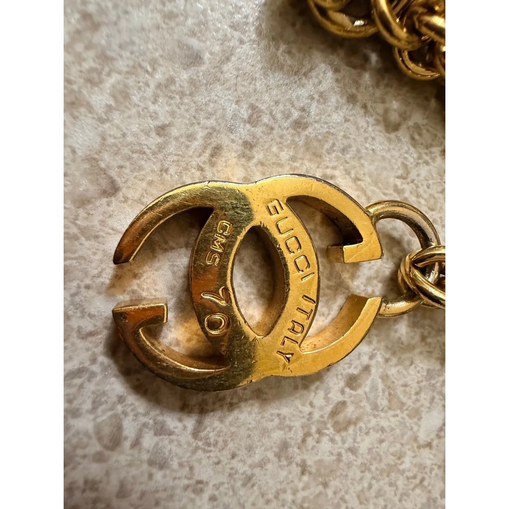 Vintage GUCCI Interlocking 70 CM GG Chain Belt Gold Tone Designer Authentic 212g - Picture 8 of 8
